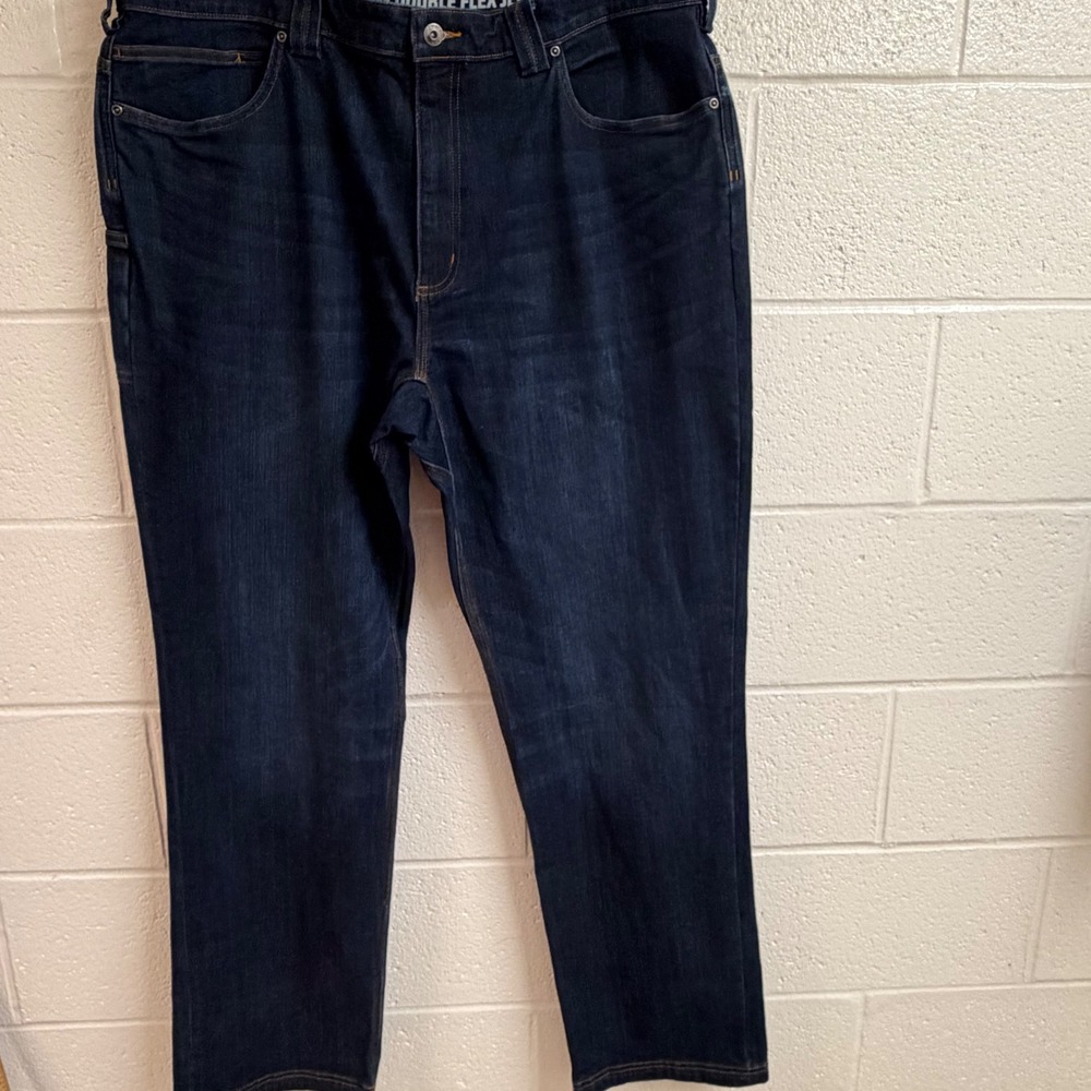 Duluth Mens Ballroom Double Flex Straight Workwear Jeans 40x34 Dark Indigo Denim